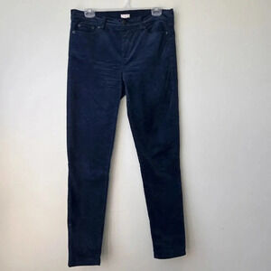 J Crew Dark Navy Blue Velvet Toothpick Jeans Stretch Cotton Skinny Pants Sz‎ 30